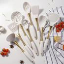 Conjunto de Utensílios de Cozinha de Silicone Ouro Branco 8 Peças
